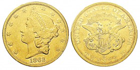 USA 20 Dollars, San Francisco, 1862 S, AU 33.43 g. Ref : KM#A74.1, Fr.172 Conservation : PCGS AU53