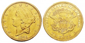 USA 20 Dollars, San Francisco, 1863 S, AU 33.43 g. Ref : KM#A74.1, Fr.172 Conservation : PCGS AU53