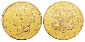 USA 20 Dollars, Philadelphie, 1864, AU 33.43 g. Ref : KM#A74.1, Fr.169 Conservation : PCGS AU53