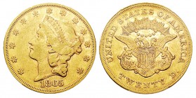 USA 20 Dollars, Philadelphie, 1865, AU 33.43 g. Ref : KM#A74.1, Fr.169 Conservation : PCGS AU50
