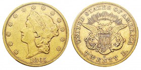 USA 20 Dollars, San Francisco, 1865 S, AU 33.43 g. Ref : KM#A74.1, Fr.172 Conservation : PCGS AU50