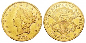 USA 20 Dollars, Philadelphie, 1871, AU 33.43 g. Ref : KM#74.2, Fr.174 Conservation : PCGS AU53