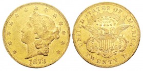 USA 20 Dollars, Philadelphie, 1873 OPEN 3, AU 33.43 g. Ref : KM#74.2, Fr.175 Conservation : PCGS MS61