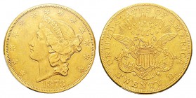 USA 20 Dollars, Carson City, 1873 CC, AU 33.43 g. Ref : KM#74.2, Fr.176 Conservation : PCGS XF45