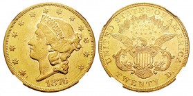 USA 20 Dollars, Philadelphie, 1876, AU 33.43 g. Ref : KM#74.2, Fr.174 Conservation : NGC MS61