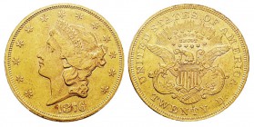 USA 20 Dollars, San Francisco, 1876 S, AU 33.43 g. Ref : KM#74.2, Fr.175 Conservation : PCGS MS61