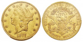 USA 20 Dollars, San Francisco, 1877 S, AU 33.43 g. Ref : KM#74.3, Fr.178 Conservation : PCGS XF45