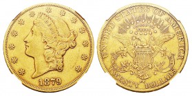 USA 20 Dollars, Carson City, 1879 CC, AU 33.43 g. Ref : KM#74.3, Fr.179 Conservation : NGC XF45