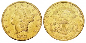 USA 20 Dollars, San Francisco, 1881 S, AU 33.43 g. Ref : KM#74.3, Fr.178 Conservation : PCGS AU55
