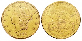 USA 20 Dollars, San Francisco, 1883 S, AU 33.43 g. Ref : KM#74.3, Fr.178 Conservation : PCGS AU55