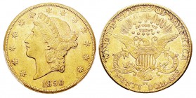 USA 20 Dollars, Carson City, 1890 CC, AU 33.43 g. Ref : KM#74.3, Fr.179 Conservation : PCGS AU58