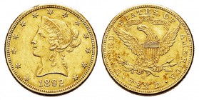 USA 10 Dollars, New Orleans, 1892 O, AU 16.7 g. Ref : KM#102, Fr.159 Conservation : Superbe.