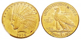 USA 10 Dollars, San Francisco, 1914 D, AU 16.7 g. Ref : KM#130, Fr.168 Conservation : PCGS MS62