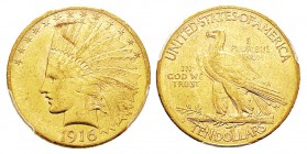 USA 10 Dollars, San Francisco, 1916 S, AU 16.7 g. Ref : KM#130, Fr.167 Conservation : PCGS MS62. Rare.