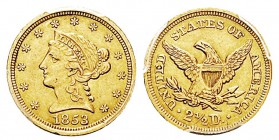 USA 2.5 Dollars, Philadelphie, 1853, AU 4.18 g. Ref : KM#72, Fr.114 Conservation : PCGS AU53