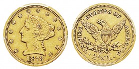 USA 2.5 Dollars, Philadelphie, 1873, AU 4.18 g. Ref : KM#72, Fr.114 Conservation : PCGS AU53 Closed 3