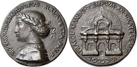 Rimini. Sigismondo Pandolfo Malatesta signore di Rimini e Fano, 1432-1468. Medaglia 1450. Æ 47,20 g. Ø 41,30 mm. Per la costruzione del Tempio malates...