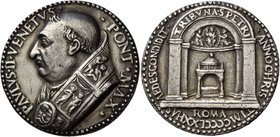 Roma. Paolo II (Pietro Barbo), 1464-1471. Medaglia 1470. AR 40,04 g. Ø 37,50 mm. Per la costruzione della nuova abside dell’antica basilica vaticana (...