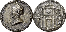 Roma. Epoca di Pio V, 1566-1572. Medaglia (1572?). Æ 42,33 g. Ø 45,60 mm. Per la chiesa di Santa Susanna (opus: autore sconosciuto). FRANC M RV PROT A...