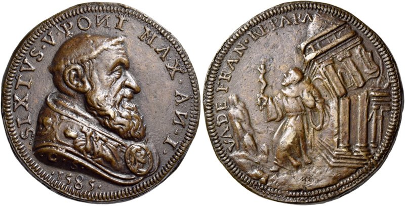 Roma. Sisto V (Felice Peretti), 1585-1590. Medaglia anno I/1585. Æ 26,00 g. Ø 33...