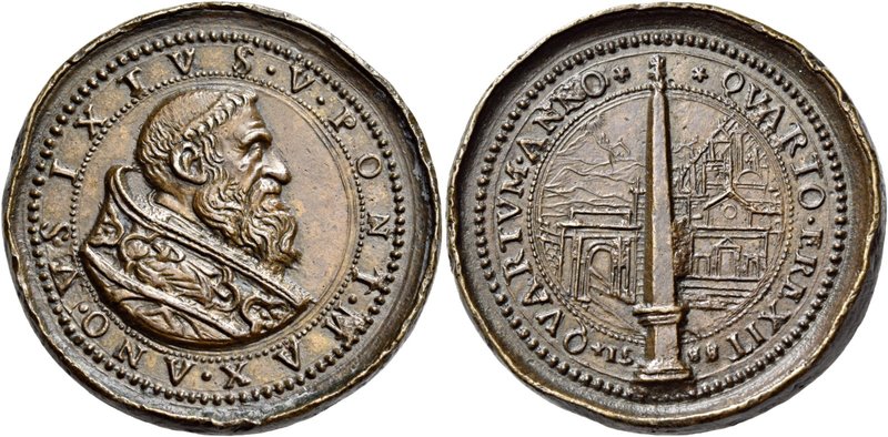 Roma. Sisto V (Felice Peretti), 1585-1590. Medaglia anno V/1589, Æ 38,98 g. Ø 44...
