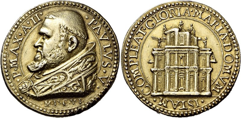 Roma. Paolo V (Camillo Borghese), 1605-1621. Medaglia anno II/1606, AR dorato 17...