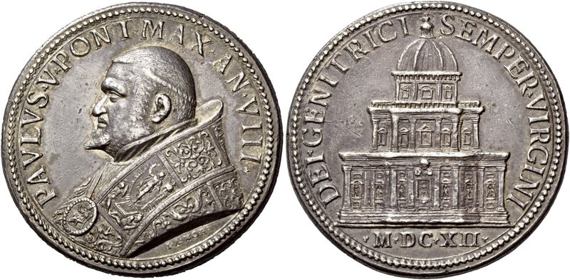 Roma. Paolo V (Camillo Borghese), 1605-1621. Medaglia anno VIII/1612. AR 27,46 g...