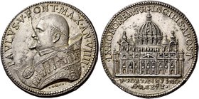 Roma. Paolo V (Camillo Borghese), 1605-1621. Medaglia anno IX. AR 26,40 g. Ø 37,20 mm. Per il completamento della facciata della basilica Vaticana (op...