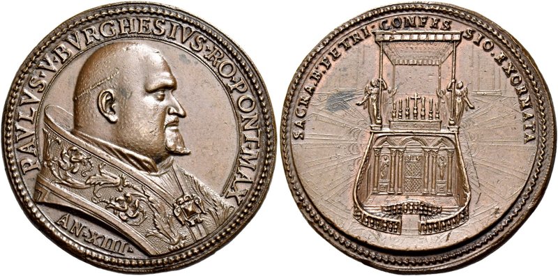Roma. Paolo V (Camillo Borghese), 1605-1621. Medaglia anno XIII (1617). Æ 20,36 ...