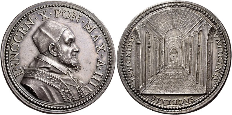 Roma. Innocenzo X (Giovanni Battista Pamphilj), 1644-1655. Medaglia anno IV. AR ...