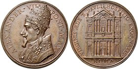 Roma. Alessandro VII (Fabio Chigi), 1655-1667. Medaglia anno VIII. Æ 31,84 g. Ø 42,60 mm. Per la costruzione della nuova facciata della chiesa di Sant...