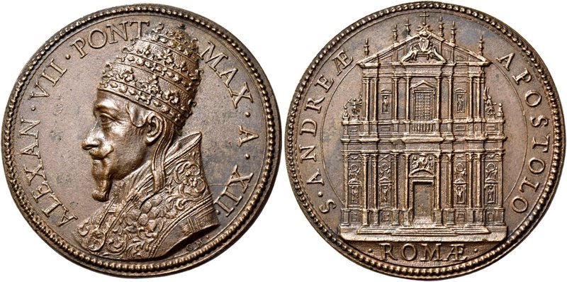 Roma. Alessandro VII (Fabio Chigi), 1655-1667. Medaglia anno XII. Æ 23,34 g. Ø 4...