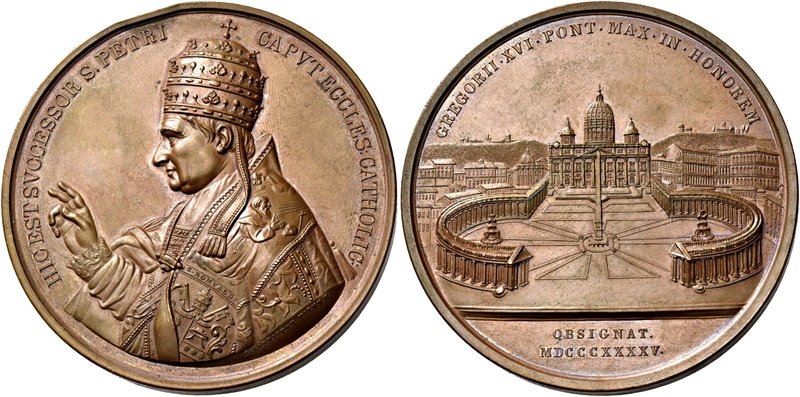 Roma. Gregorio XVI (Bartolomeo Alberto Cappellari), 1831-1846. Medaglia 1845. Æ ...