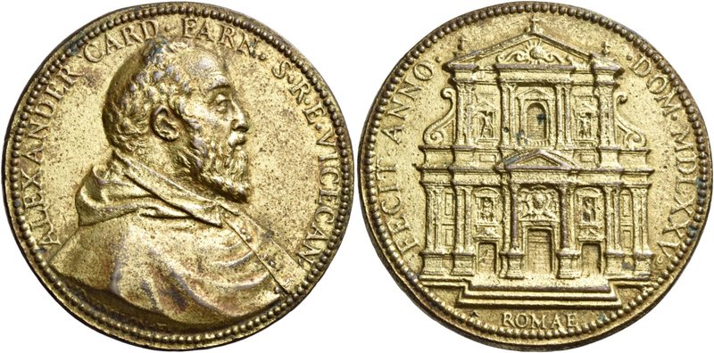 Roma. Card. Alessandro Farnese il Giovane, 1534-1589. Medaglia 1575. Æ dorato 41...