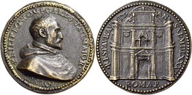 Roma. Filippo Boncompagni cardinale, 1548-1586. Medaglia 1582. Æ 48,88 g. Ø 46,30 mm. Per il restauro della chiesa di San Sisto Vecchio a Roma (opus: ...