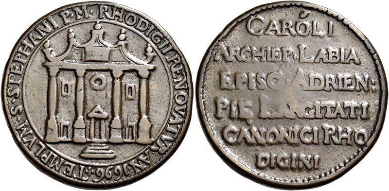 Rovigo. Carlo Labia vescovo di Adria, 1624-1701. Medaglia 1696. Æ 37,76 g. Ø 44,...