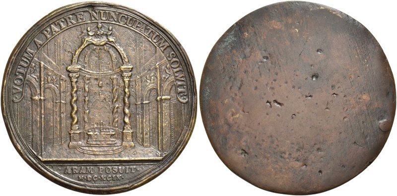 Francia. Luigi XIV ”il re Sole”, 1638-1715. Medaglia uniface 1699. Æ 44,34 g. Ø ...