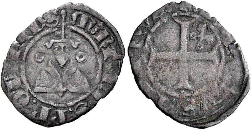 Avignone. Martino V (Oddone Colonna), 1417-1431. Duplo, Mist. 0,92 g. MARTINVS P...