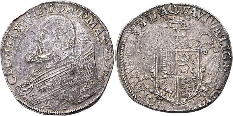 Avignone. Clemente VIII (Ippolito Aldobrandini), 1592-1605. Piastra 1599, AR 32,...