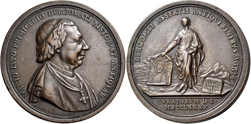 Bergamo. Mario Lupi umanista e storico, 1720-1789. Medaglia 1785. Æ 32,73 g. ø 4...