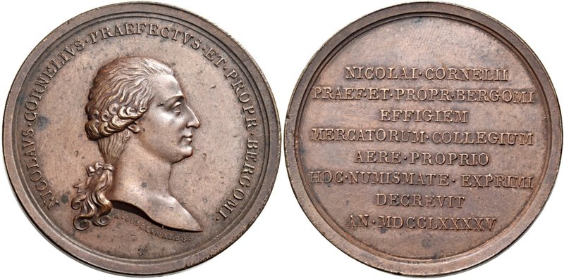Bergamo. Nicolò Corner prefetto di Bergamo, 1795. Medaglia 1795. Æ 31,42 g. ø 48...
