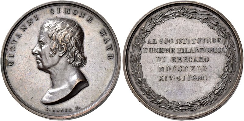 Bergamo. Giovanni Simone Mayr, 1763-1845. Medaglia 1841. Æ 60,66 g. ø 51,90 mm. ...