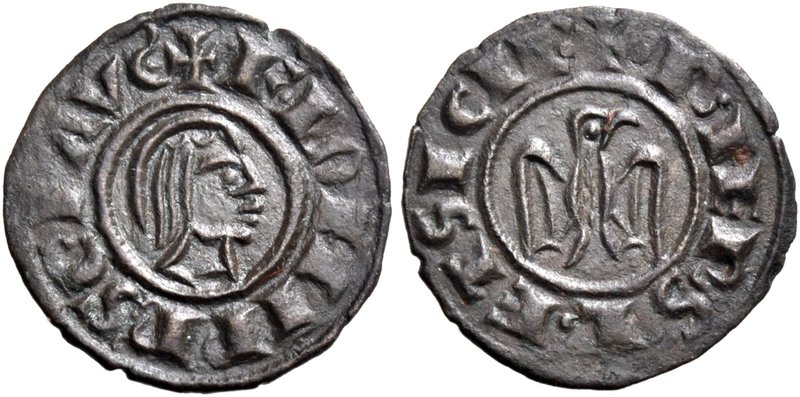 Brindisi. Federico II di Svevia, 1197-1250. Mezzo denaro 1243, Mist. 0,51 g. + F...