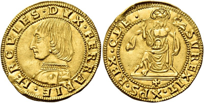 Ferrara. Ercole I d’Este, 1471-1505. Ducato, AV 3,41 g. HERCVLES DVX FERRARIE Bu...