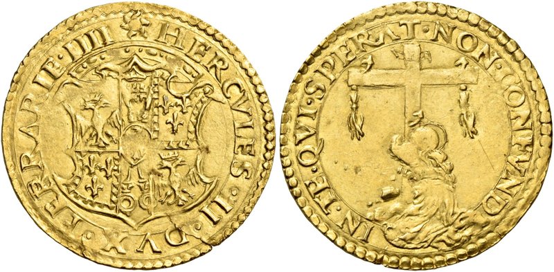 Ferrara. Ercole II d’Este, 1534-1559. Scudo del sole, AV 3,35 g. Sole raggiante ...