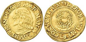 Mantova. Francesco II Gonzaga, 1484-1519. Ducato, AV 3,41 g. · FRANCISCVS · MAR · MANTVE · QVRT’ Busto corazzato a s. Rv. pisside D PROBASTI · ME · ET...