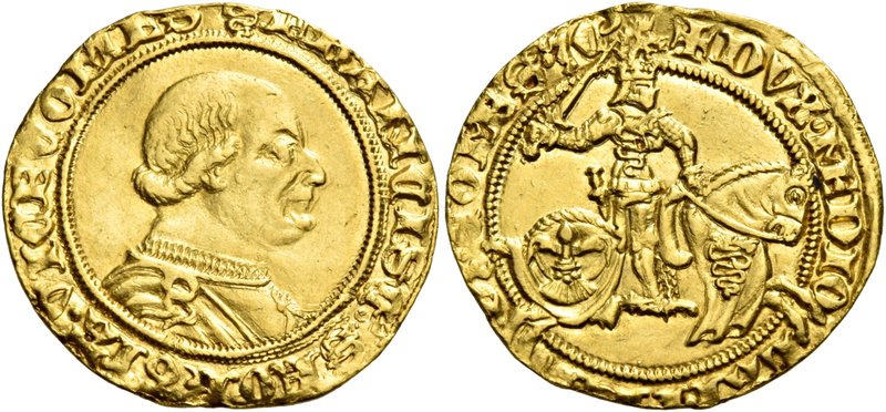 Milano. Francesco I Sforza, 1450-1466. Ducato, AV 3,48 g. Biscia FRANCISChVS SFO...
