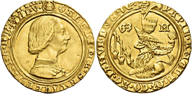 Milano. Galeazzo Maria Sforza, 1466-1476. Doppio ducato, AV 6,95 g. Testina di S...