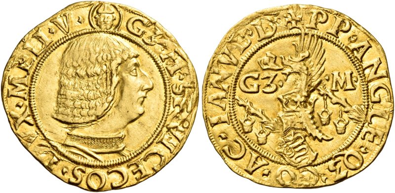 Milano. Galeazzo Maria Sforza, 1466-1476. Ducato, AV 3,49 g. Testina di S. Ambro...
