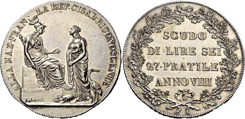 Milano. Repubblica Cisalpina, 1800-1802. Scudo da 6 lire anno VIII (1800). Pagan...
